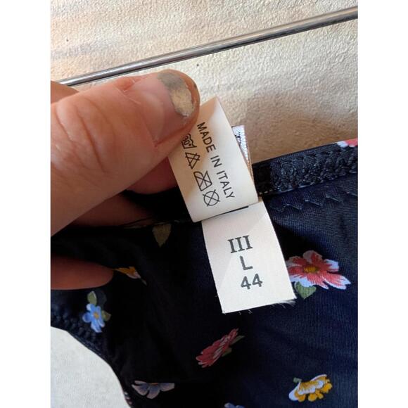 VALENTINO navy floral strapless bikini set sz L - Picture 5 of 7